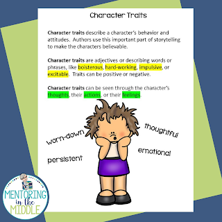 Cartoon character of a girl with character traits descriptions around her
