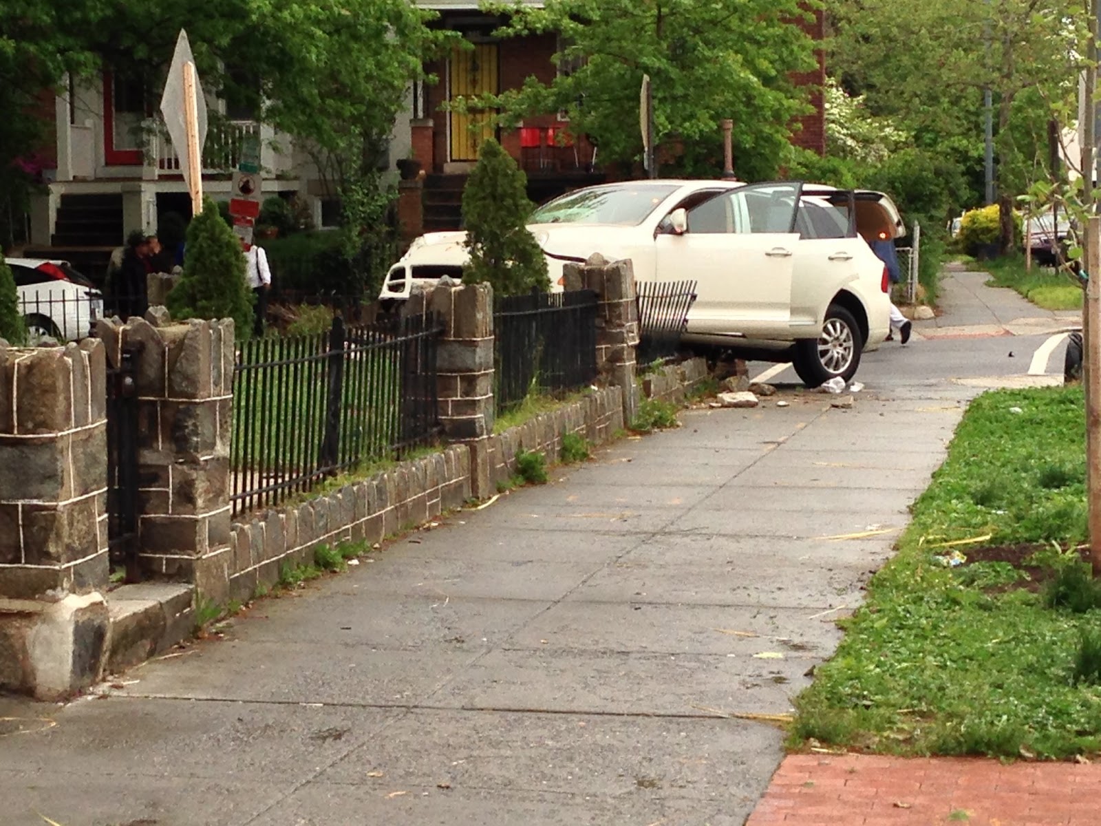 bloomingdale stolen (?) car crash into the Eritrean church at 2nd and