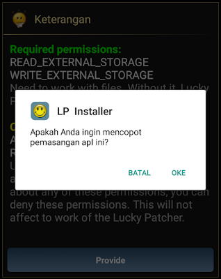 copot pemasangan lp installer