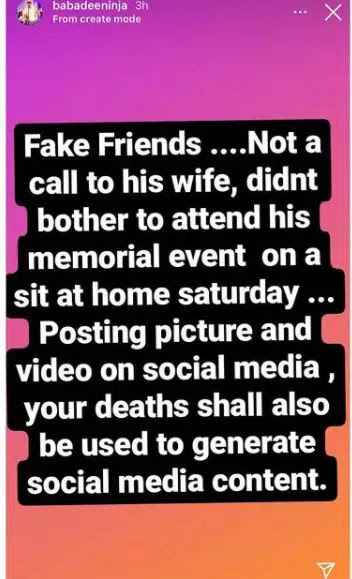 Not even a call to his wife- Sound Sultan’s brother, Baba Dee, slams those fake friends of the Late Singer