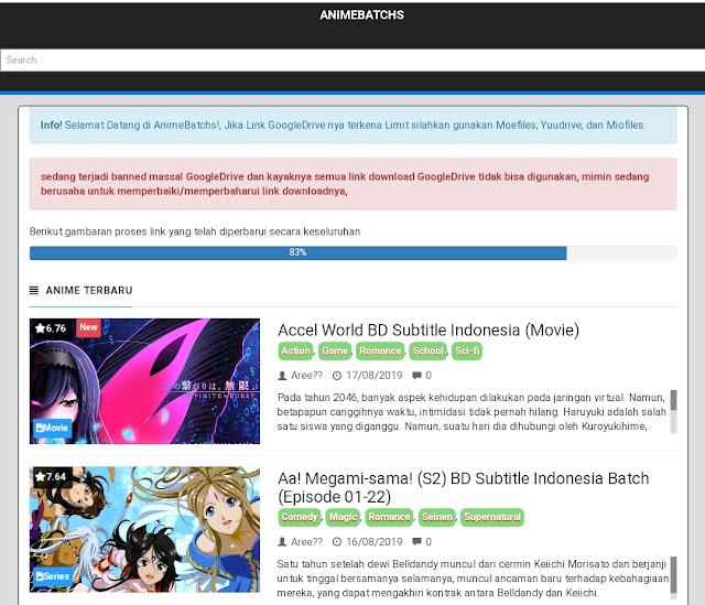 Situs - Situs Anime Batch Download BD atau Download Batch Sub Indo