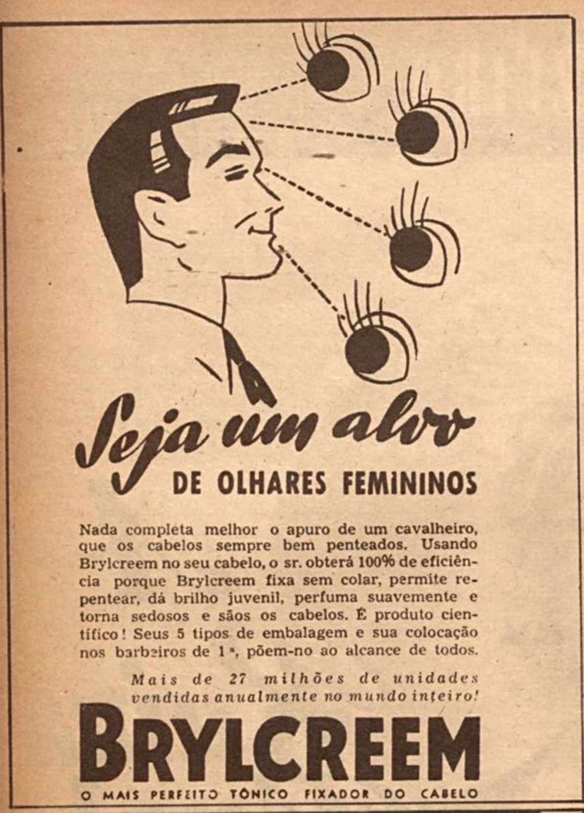 Propaganda antiga do creme capilar Brylcreem veiculada em 1945