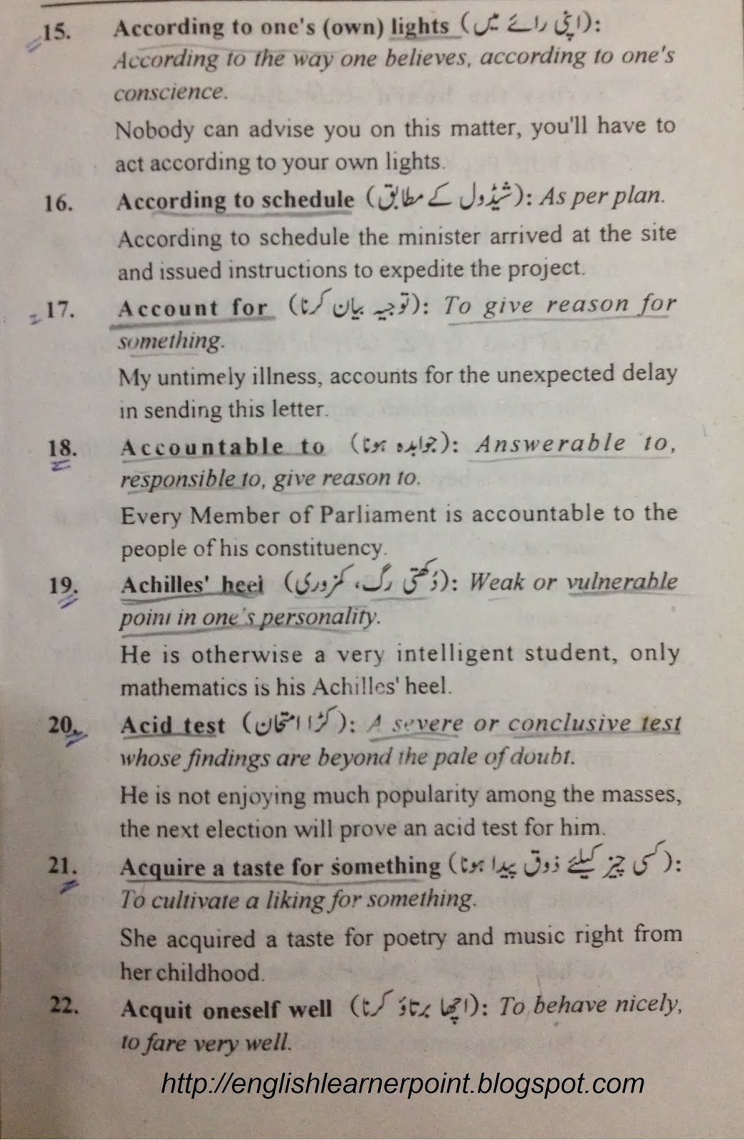 English Learner Point Idioms Phrases With Urdu English Meaning