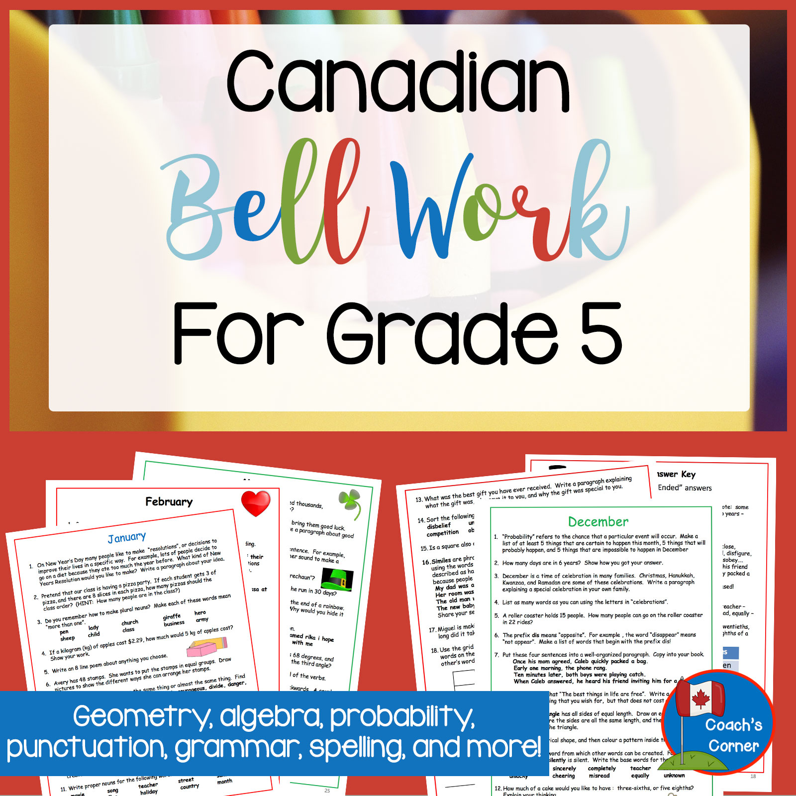 Coach's Corner Bell Work to Start Each Day!