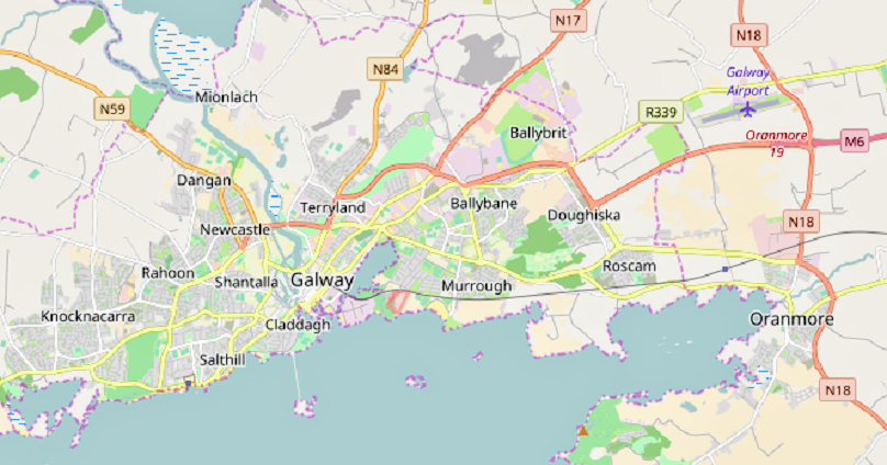 Road Map Of Galway County Galwaytransport.info: Galway Neighbourhood Maps