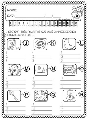 Atividade de alfabetização e letramento