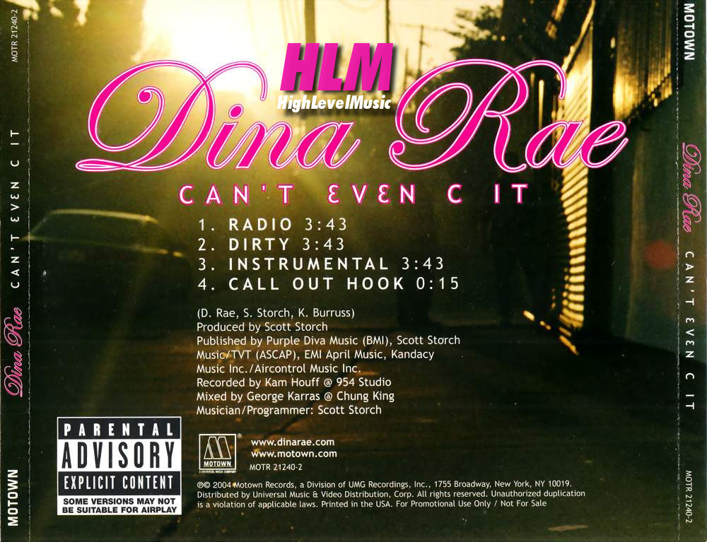 highest level of music: Dina Rae - Can't Even C It-(Promo_CDS)-2004-hlm