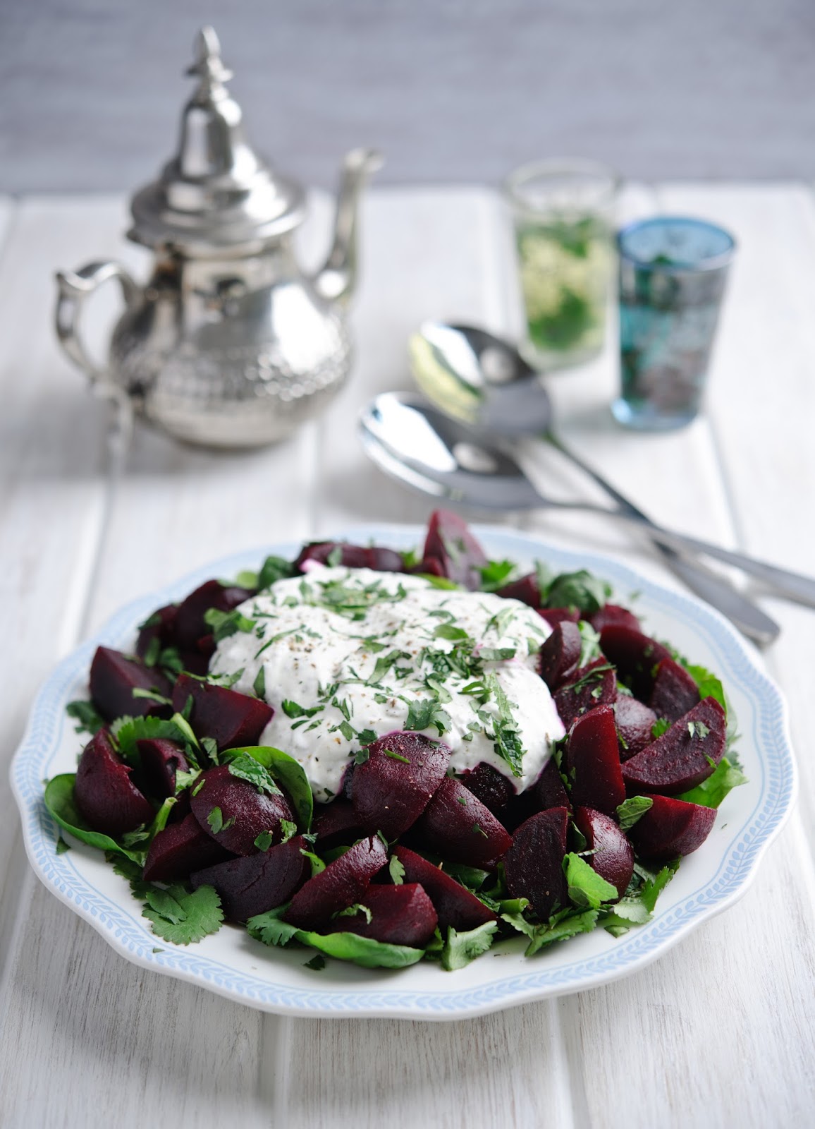 Moroccan Beetroot & Herb Salad with Yogurt Dressing