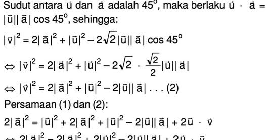 Vektor a, u, v, w adalah vektor vektor di bidang kartesius dengan w = u