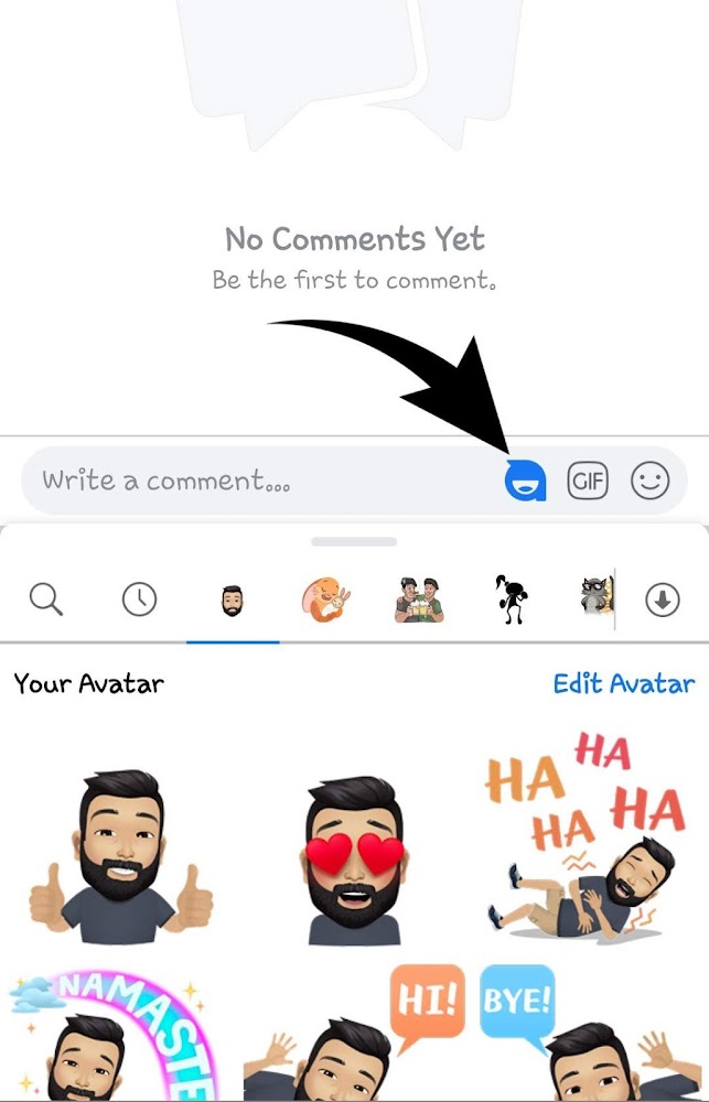 Use Facebook avatar sticker in comments