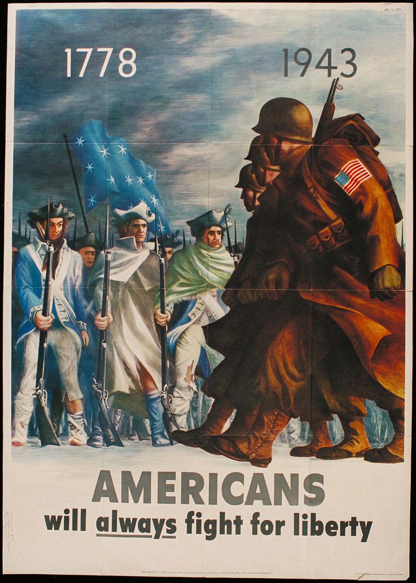 Affiche Vintage Seconde Guerre Mondiale "Americans Always Fight For Liberty" - Reproduction 24x32 Pouces - Style Militaire