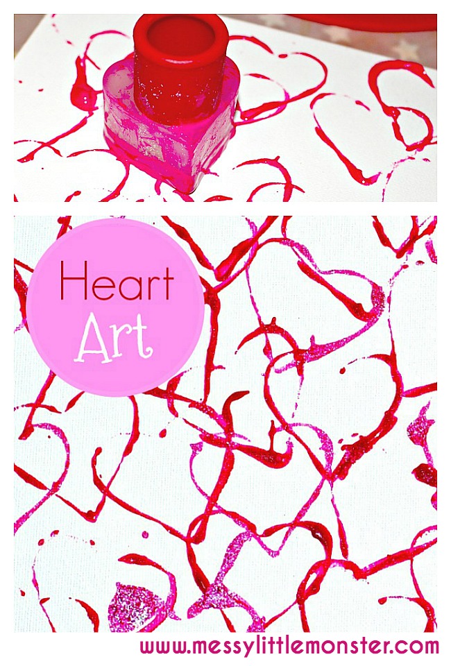 Cookie cutter heart art for toddlers and preschoolers. An easy kids process art activity. 'The day it rained hearts' craft.  