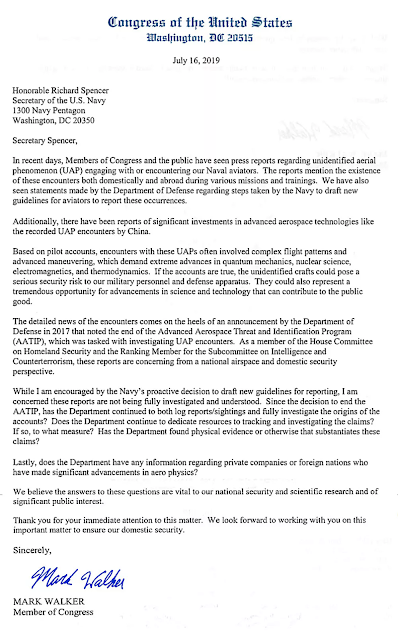 Congressman Has Written An Official Letter To The Navy Demanding Answers On UFOs Congressman Has Written An Official Letter To The Navy Demanding Answers On UFOs