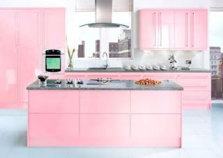 cool pink kitchen cabinets