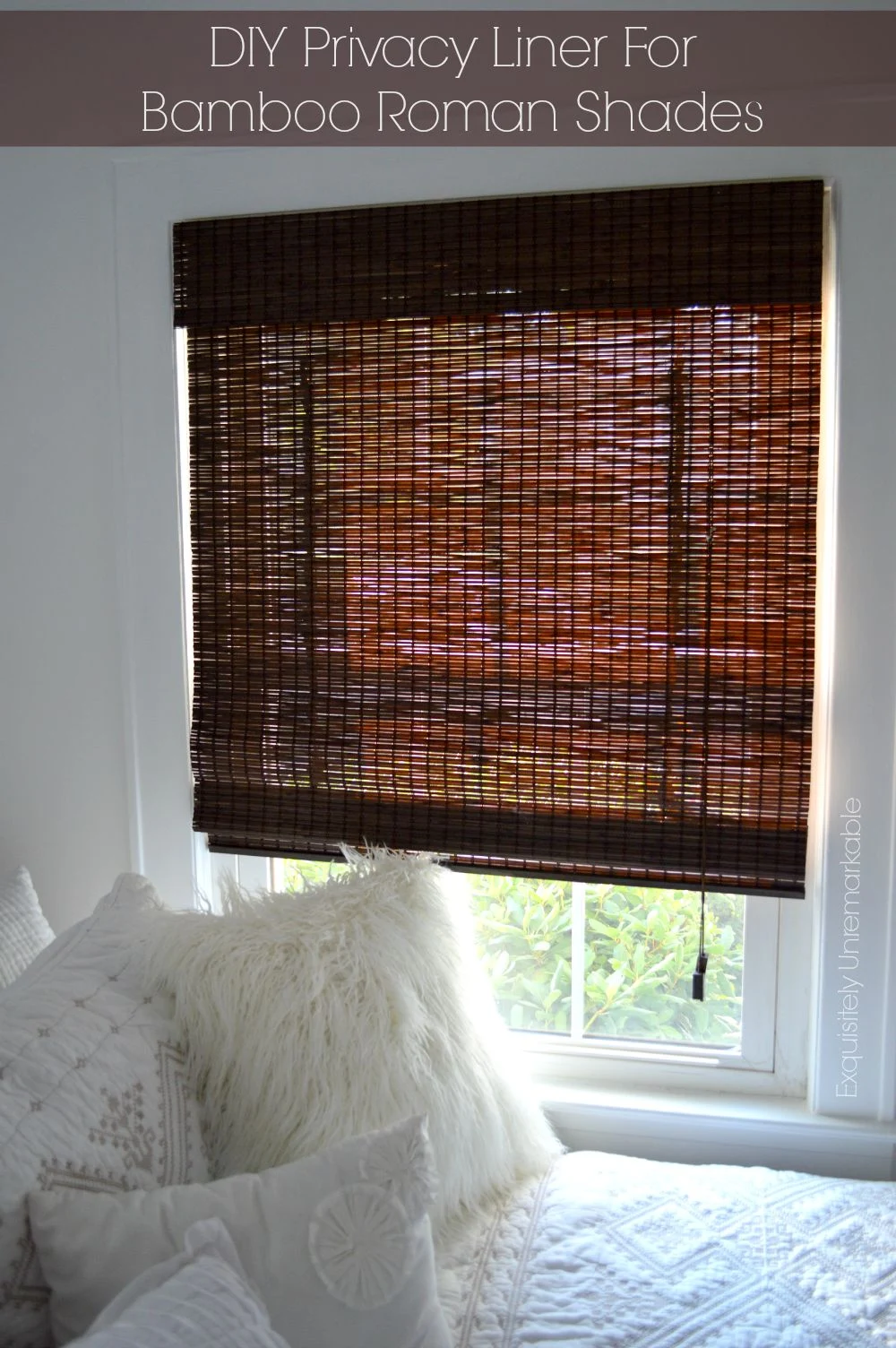 DIY privacy liner for bamboo roman shades