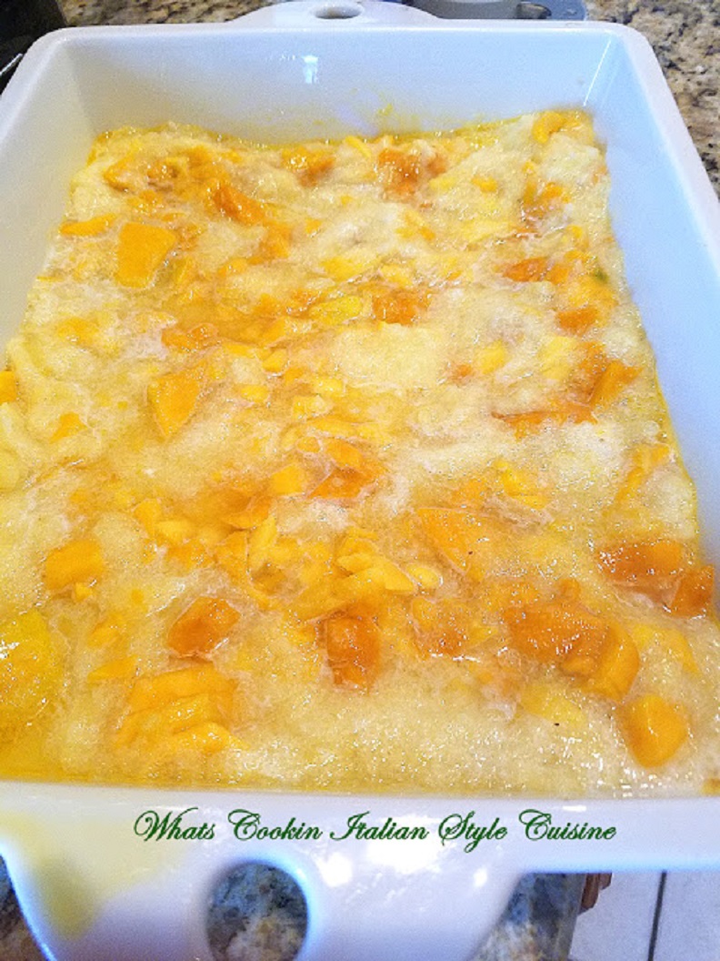 An easy cake made with pineapple, mango and a cake mix! Easy Mango Pineapple Dump