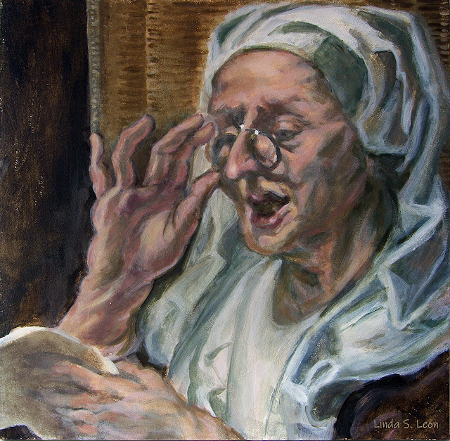 ZO D' OUDEN ZONGEN - acryl op paneel door Linda S. Leon - naar het gelijknamige werk van Jacob Jordaens