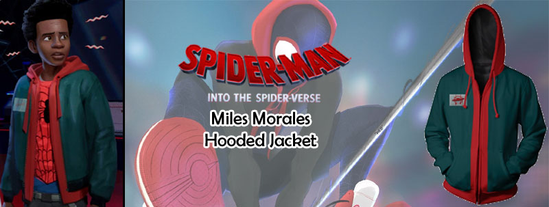 Films Jackets Spider Man Into The Spider Verse Miles Morales Bomber Jacket With Hoodie