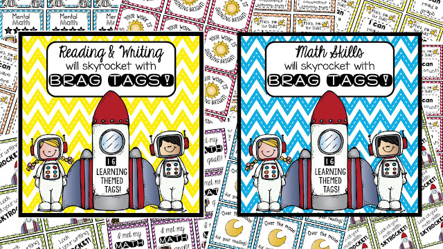 brag tags for reading, brag tags for math