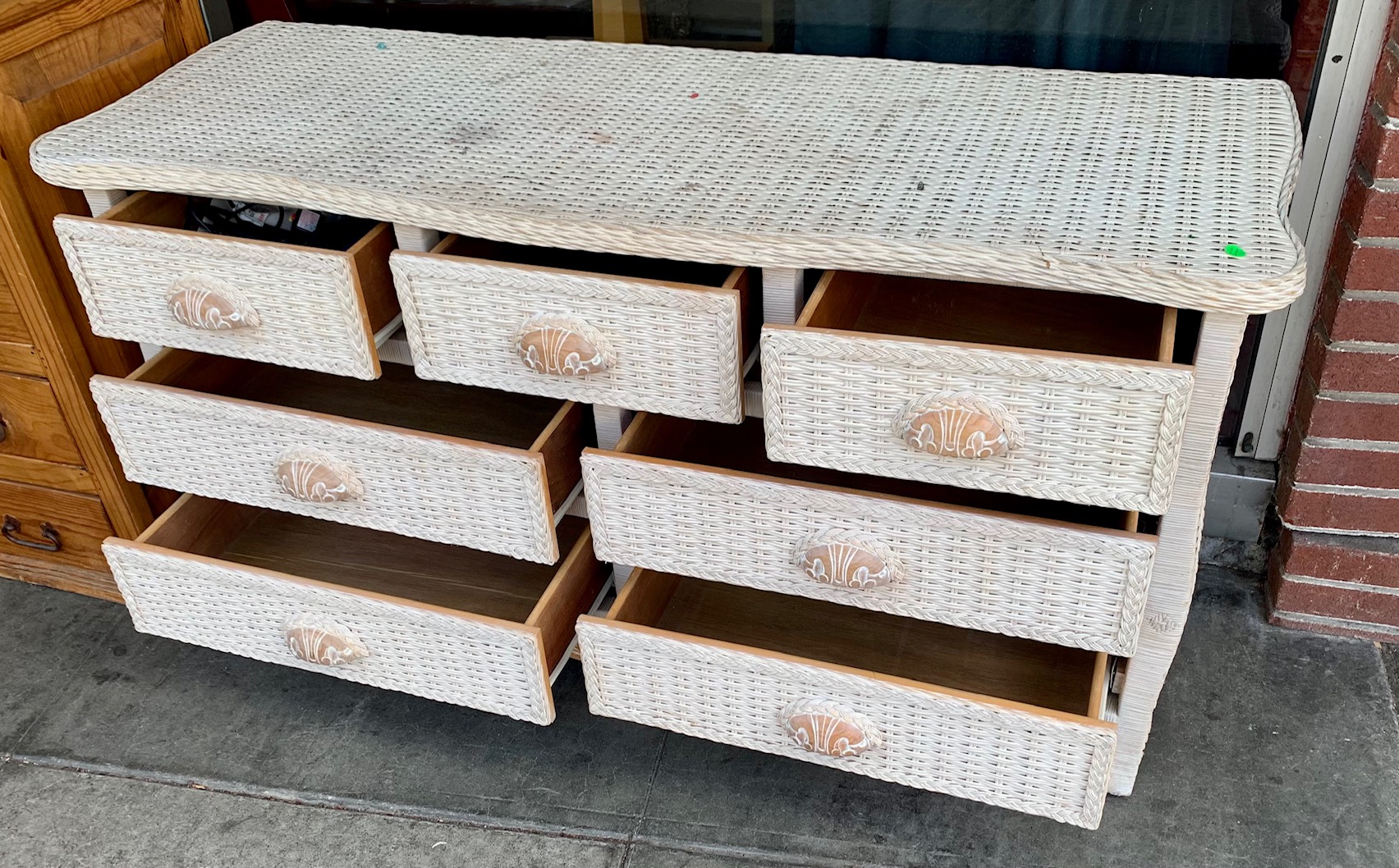 UHURU FURNITURE & COLLECTIBLES SOLD 103016 Off White Wicker Drawer