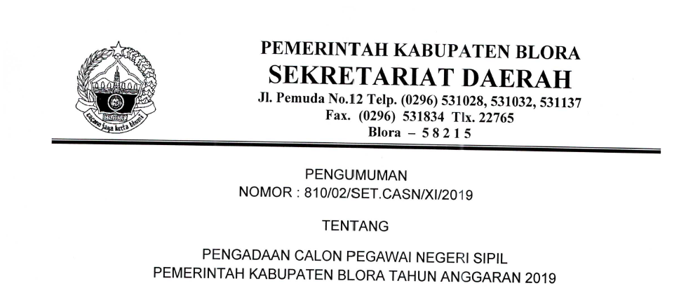 Pengumuman Formasi CPNS Kabupaten Blora Jawa Tengah 2019 ...