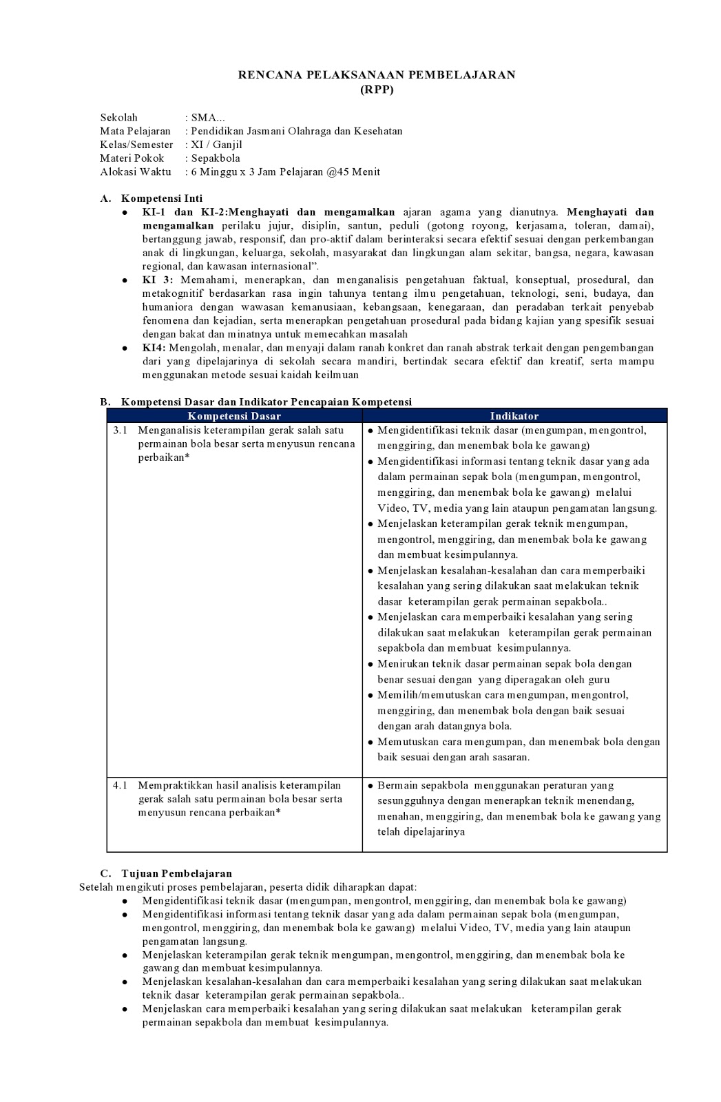 Rpp Senam Ritmik Sma Kurikulum 2013 Dunia Sosial