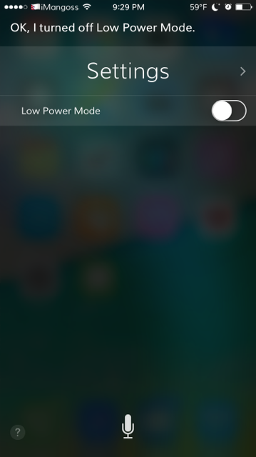 Now Siri can help you enable Low PowerMode on your iPhone very quickly. As Apple introduces Low Power Mode on iOS 9 which actually fixes battery life
