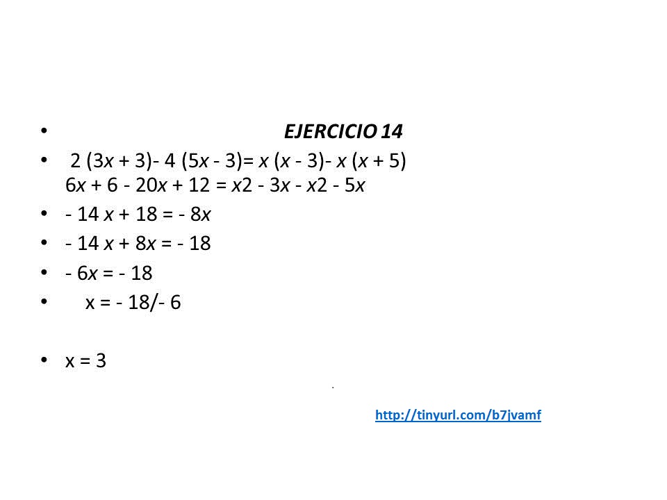 RESOLUCION DE ECUACIONES ECUACIONES DE PRIMER
