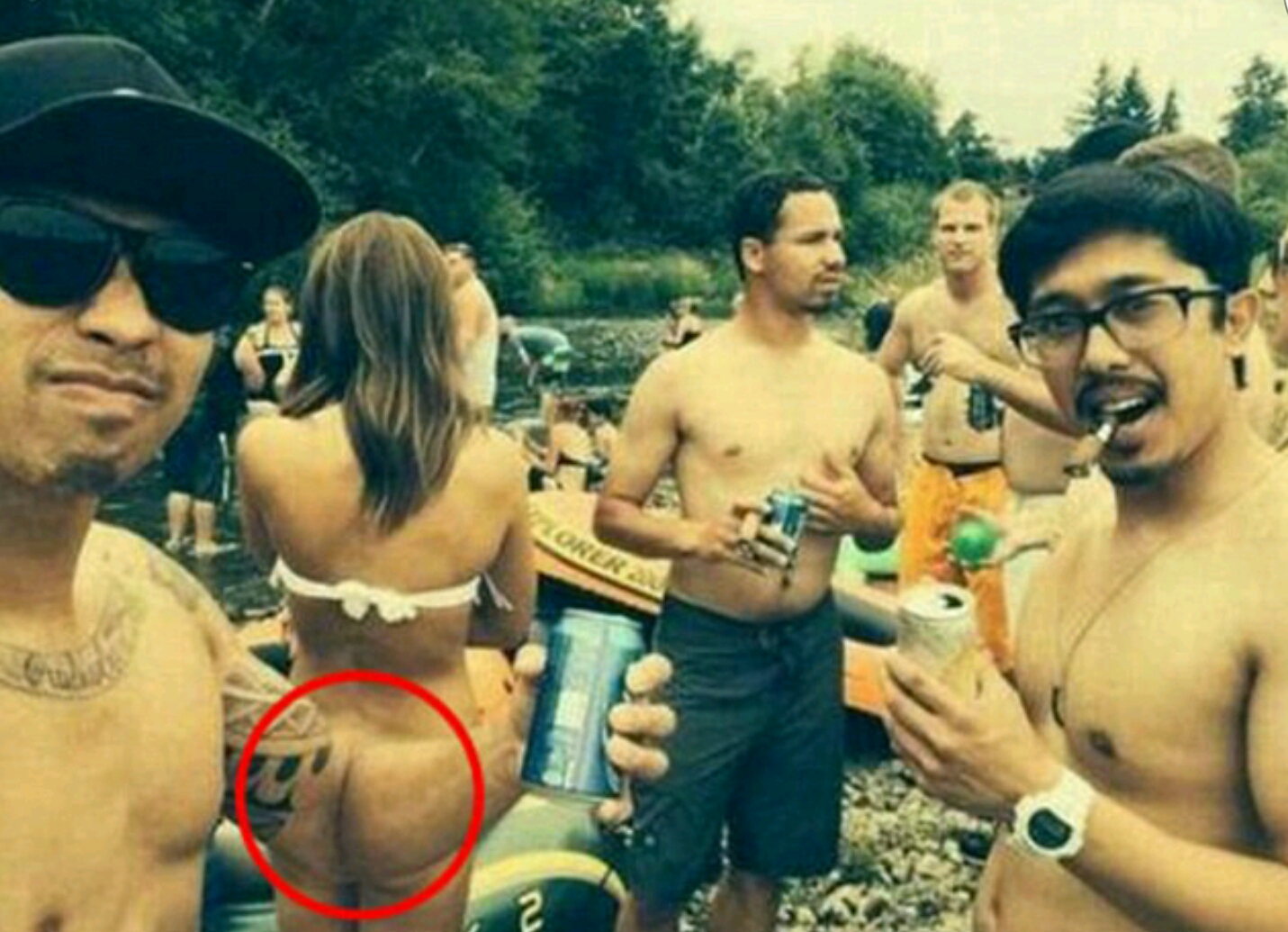 Optical Illusion Makes Party Goer Appear Naked