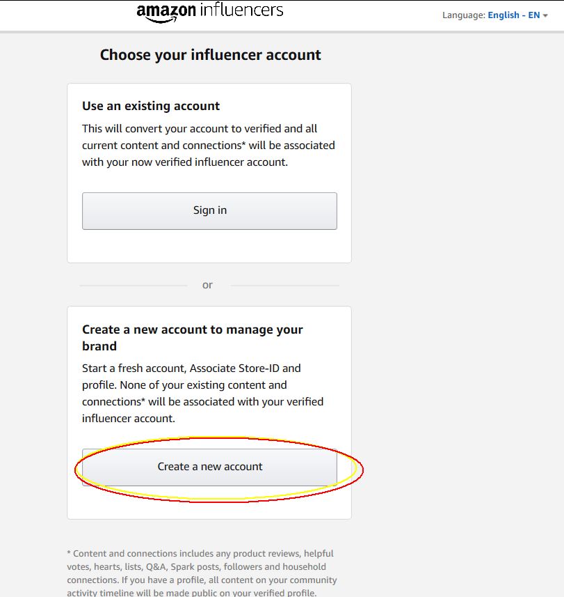 How to create Amazon Influencer Account