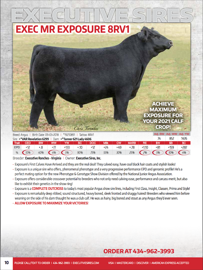 Executive Sires, Inc. Thanks to Cattle Visions for their 300 Unit