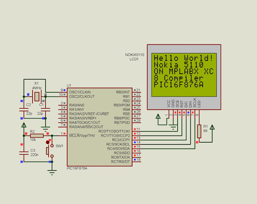 electronics and programming interfacing pic16f876a to nokia 5110 spi graphic monochrome lcd