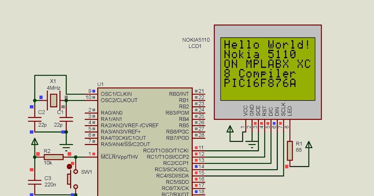 electronics and programming interfacing pic16f876a to nokia 5110 spi graphic monochrome lcd