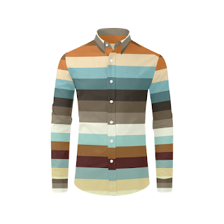 Gomagear Trim Colorful Stripes Long Sleeve Shirt