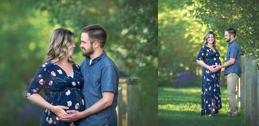 Outdoor summer Maternity photo session with Lavender and red pregnancy dress