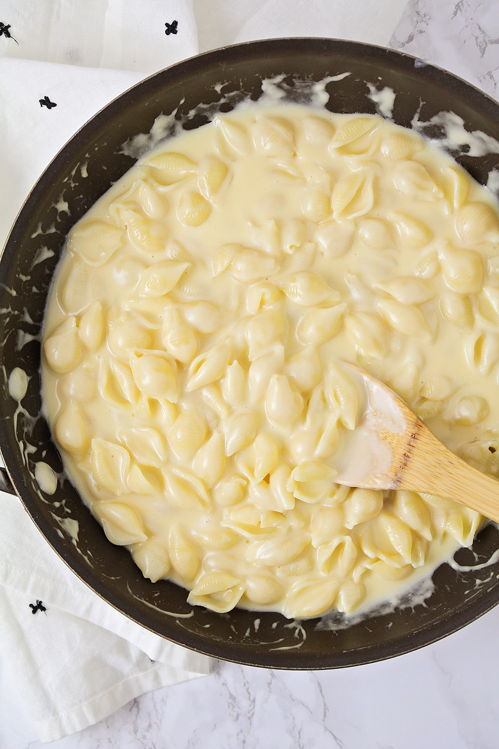 This stovetop mac and cheese is so creamy, cheesy, and all around delicious!
