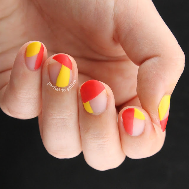 OPI Red and Yellow Negative Space Colour Blocks