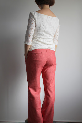 Nicole at Home: Tomato wool tweed trousers