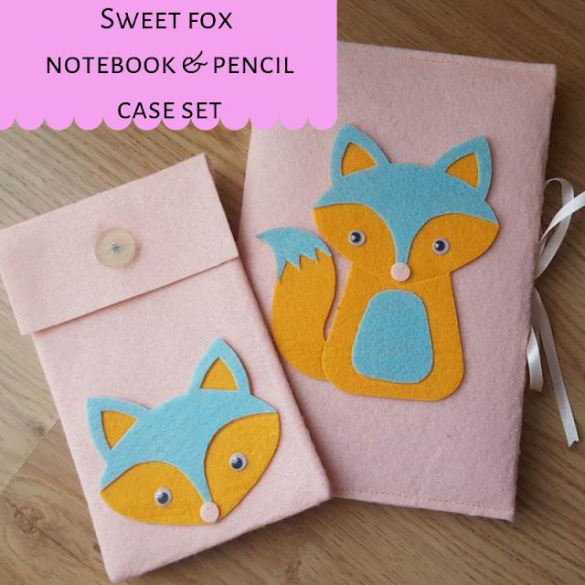 Sweet fox notebook & pencil case set
