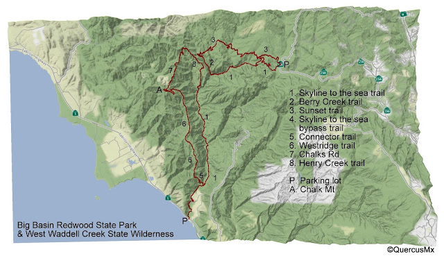 Big Basin Redwoods State Park map of trails