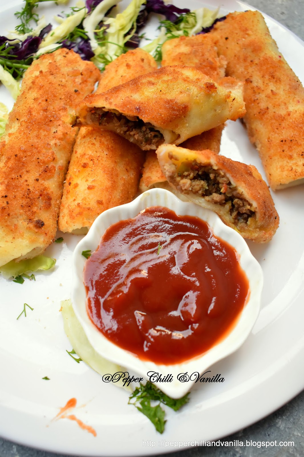 Mince Pan Roll/Pan Roll Recipe Pepper, Chilli and Vanilla