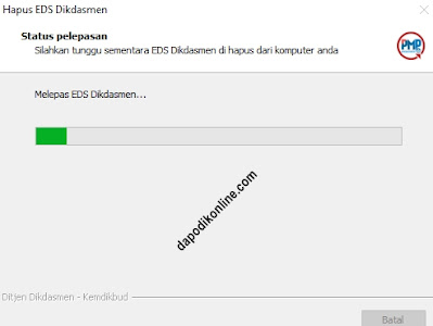 Tunggu proses penghapusan aplikasi EDS2020 Covid-19 Versi 2020 sampai selesai