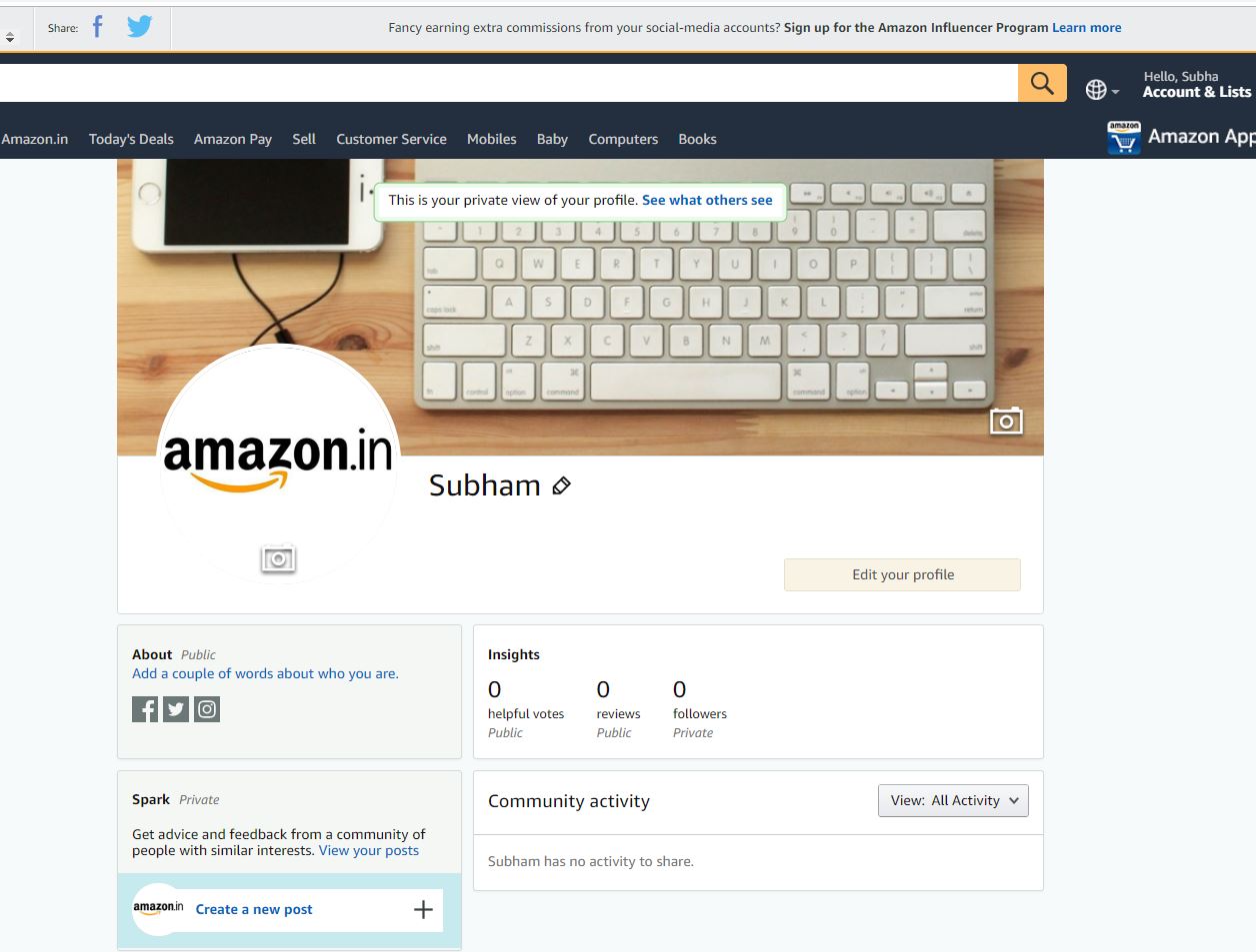 How to create Amazon Influencer Account