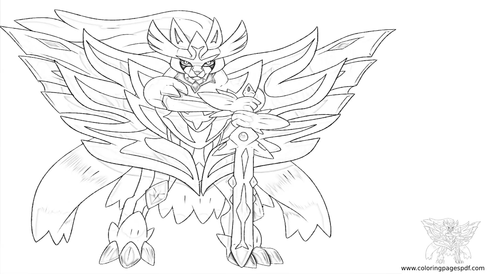 Coloring Page Of Zacian And Zamazenta Fusion
