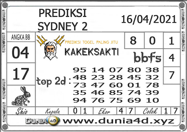 Prediksi Togel SYDNEY 2 DUNIA4D 16 APRIL 2021 Prediksi Togel SYDNEY 2 DUNIA4D 16 APRIL 2021
