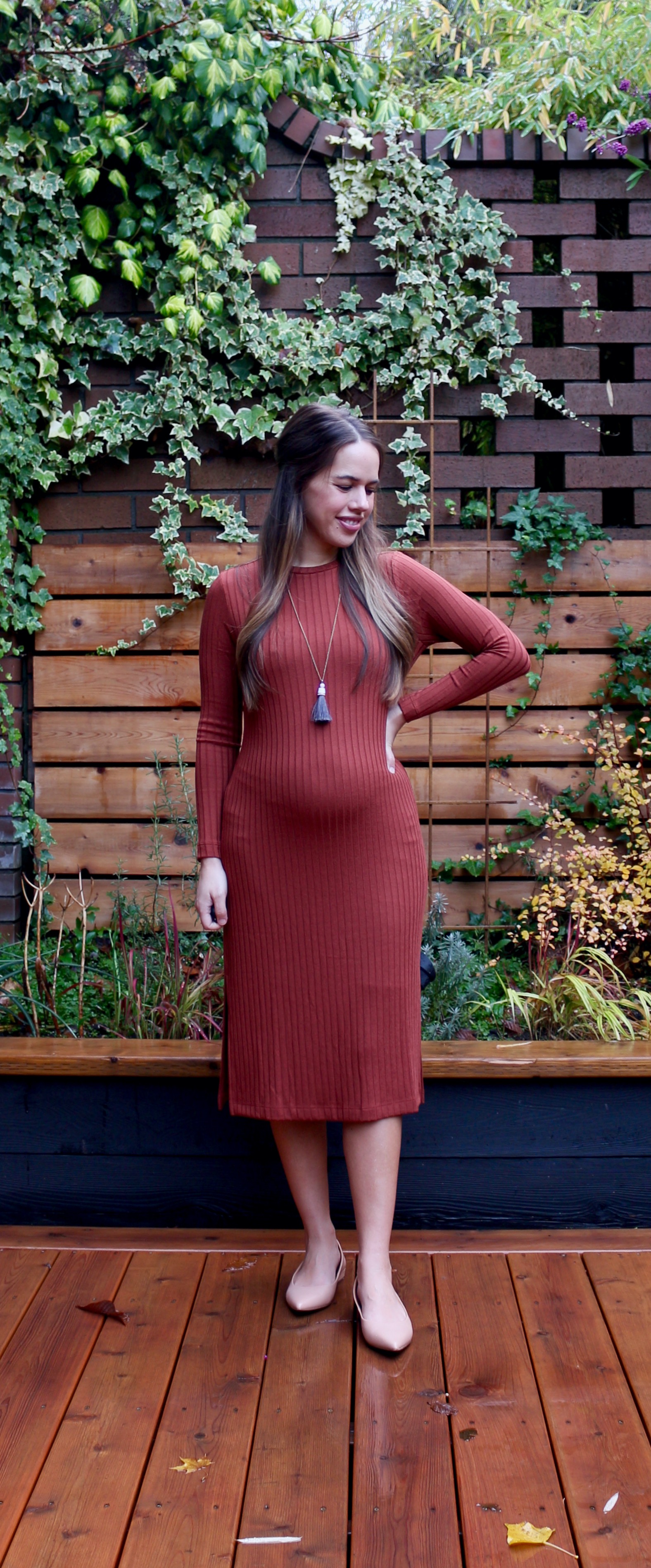 Jules in Flats - Ribbed Knit Midi Dress (Business Casual Workwear on a Budget)