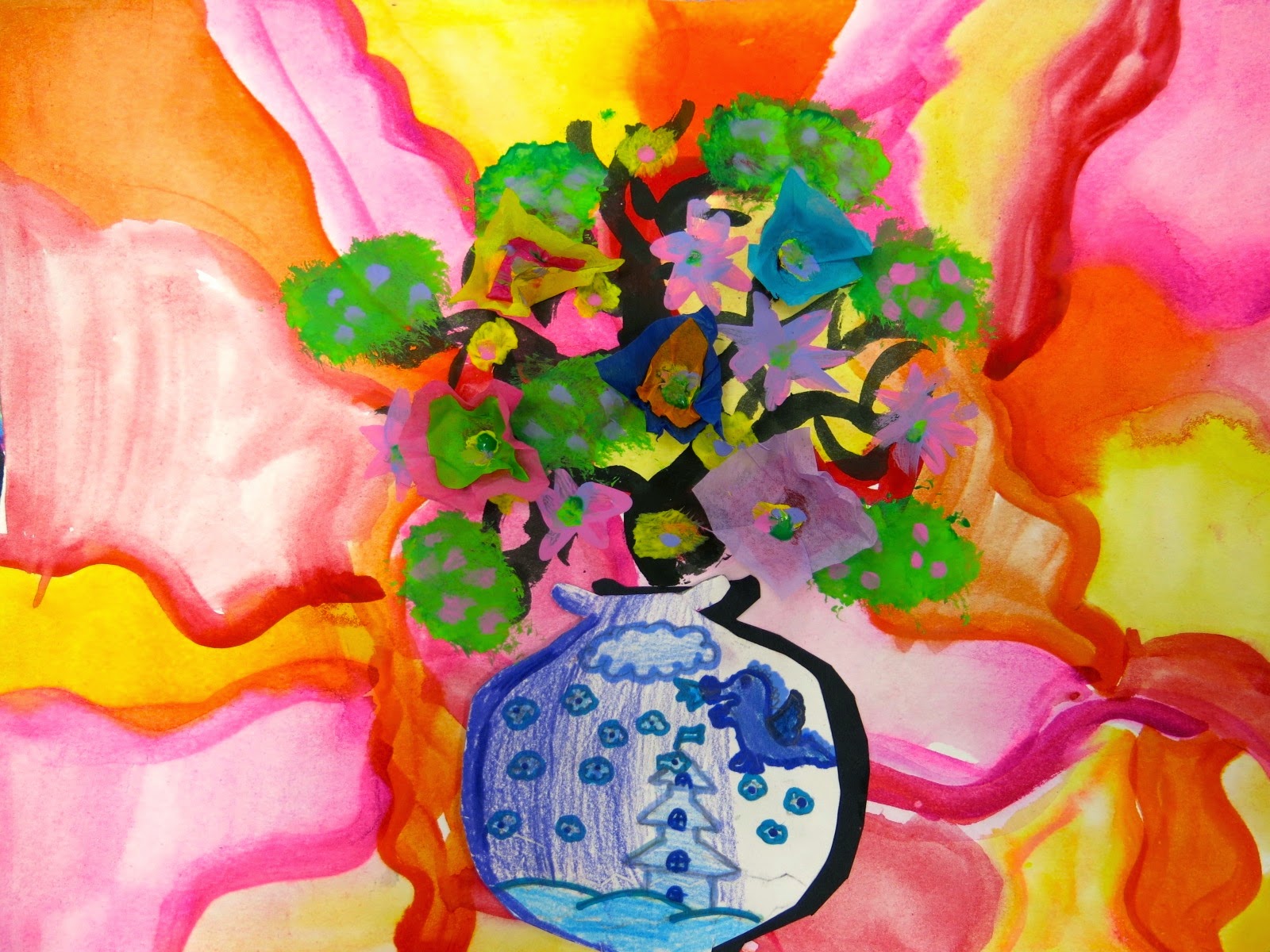 Cassie Stephens In the Art Room Ming Vase Still Life with Third Grade