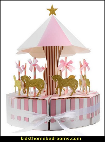 Carousel Baby Shower Candy Favor Boxes Unicorn Party Supplies Candy Bag Gift Box Table Centerpiece for Wedding Birthday Decorations