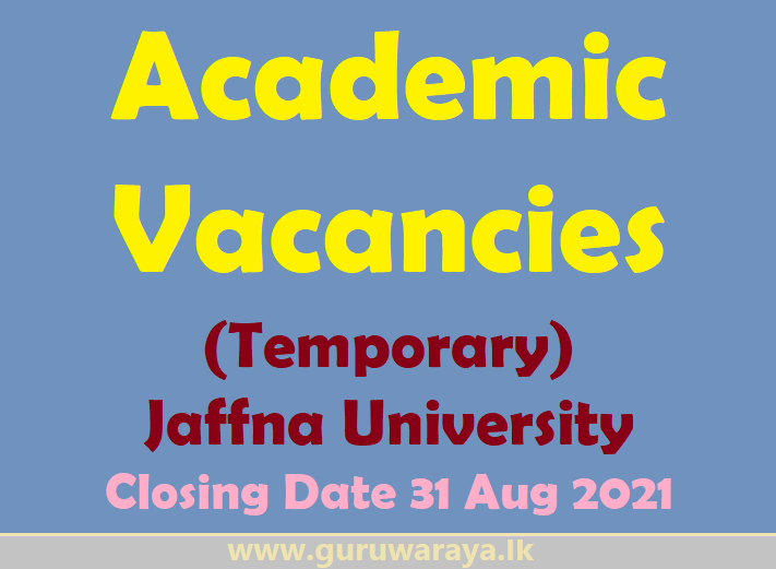 Academic Vacancies (Temporary) - Jaffna University