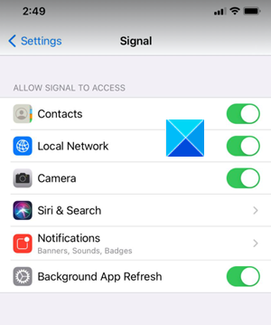 Actualización de fondo de la aplicación Signal